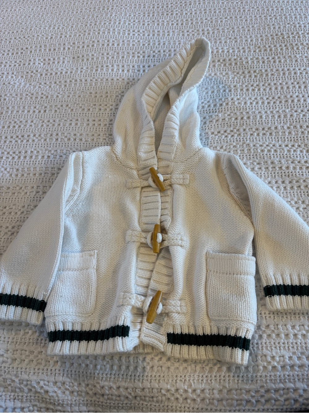 BabyGap Baby Hooded Toggle Cardigan Sweater Cream 6-12 Months